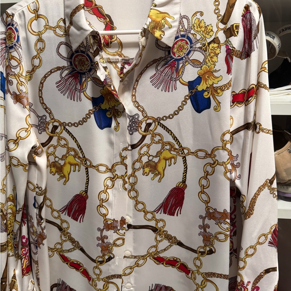 Fashion Nova Chain Print Blouse - Multicolor